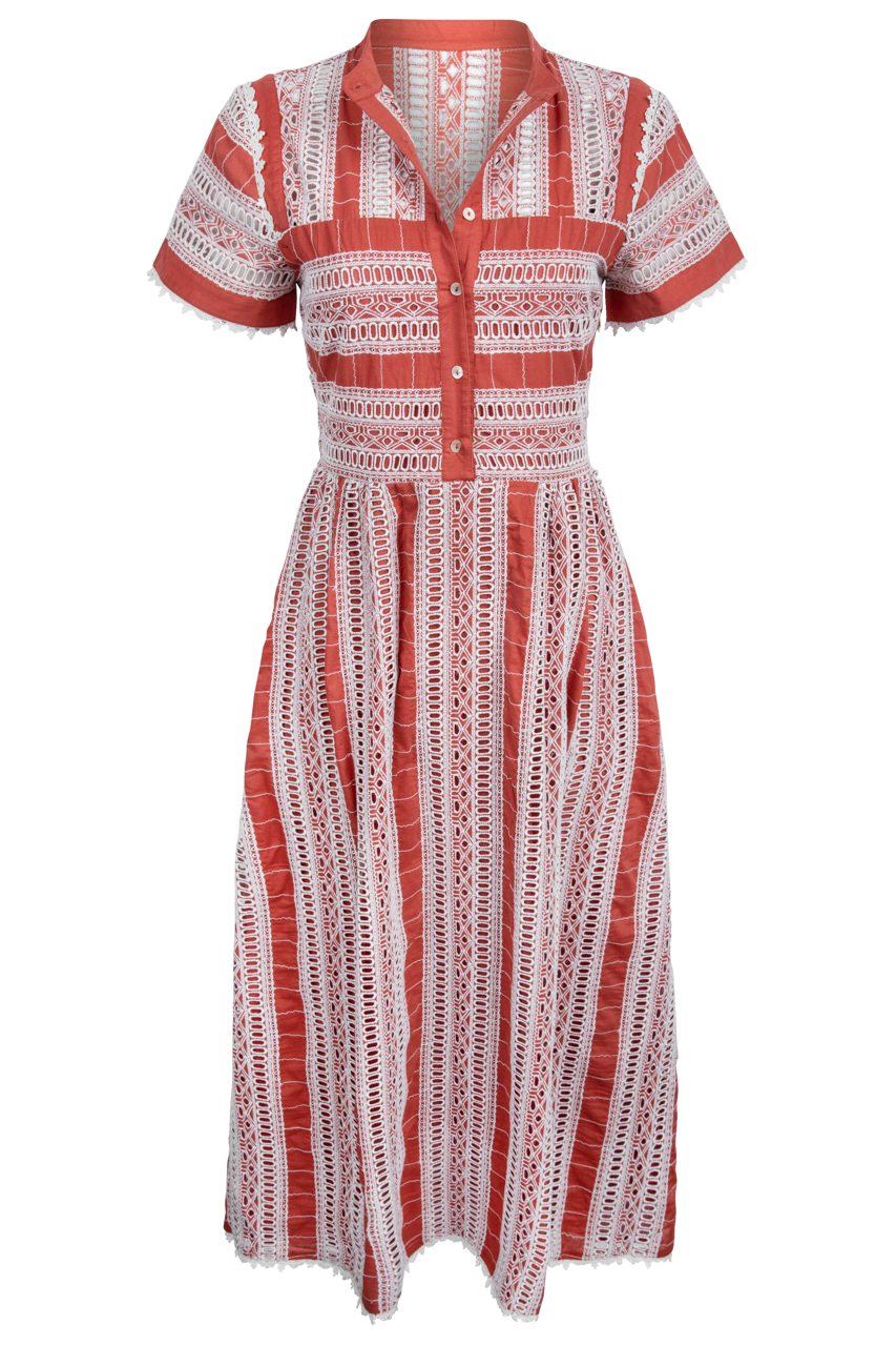 Soleil Textured Eyelet Midi Dress