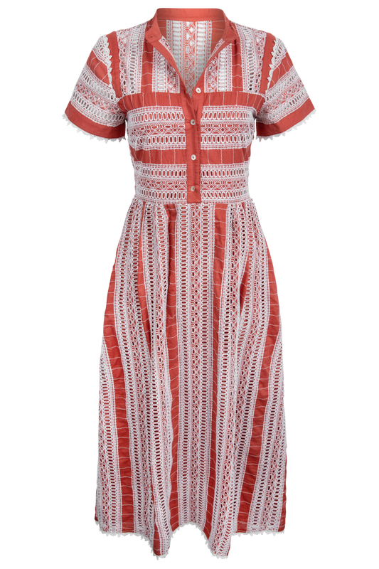Soleil Textured Eyelet Midi Dress