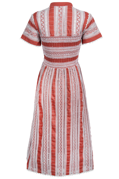 Soleil Textured Eyelet Midi Dress