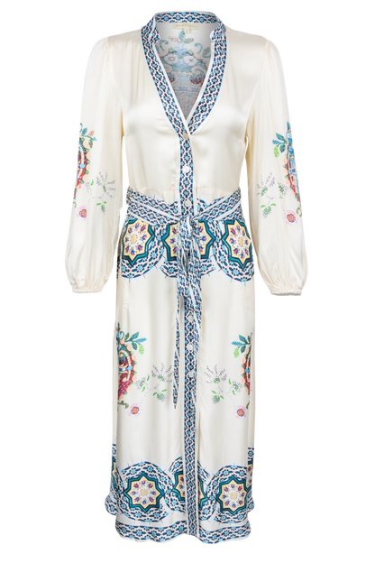 RubyYaya Floral Satin Midi Dress