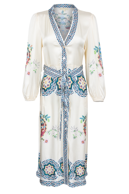 RubyYaya Floral Satin Midi Dress