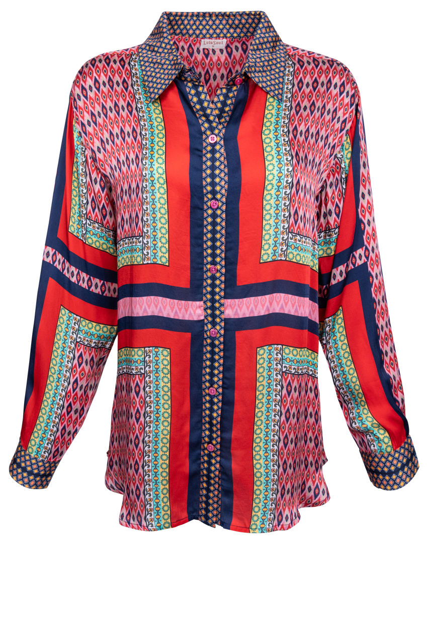 LulaSoul Printed Red Tunic Top