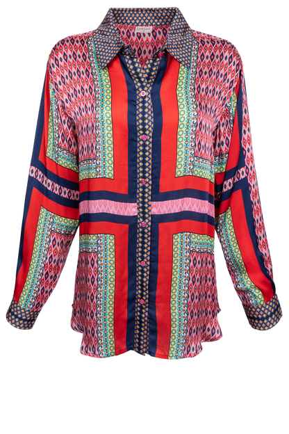 LulaSoul Printed Red Tunic Top