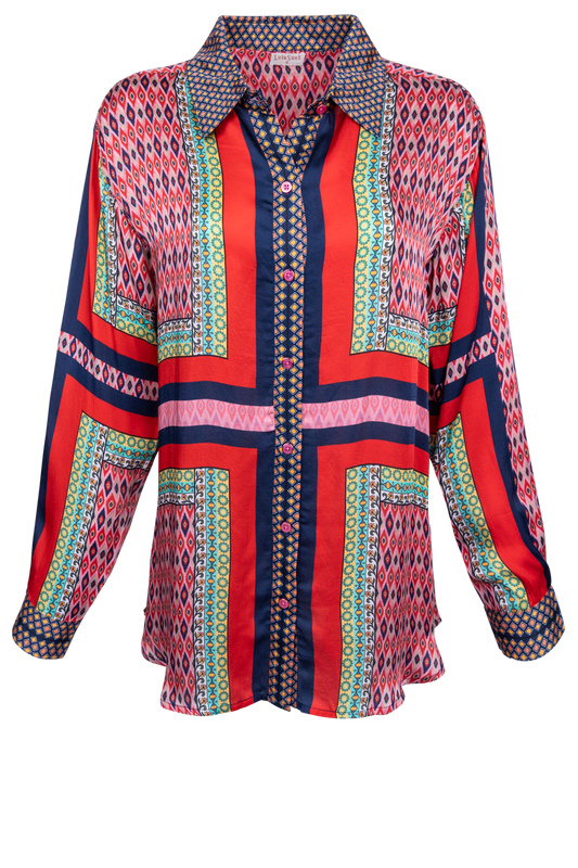 LulaSoul Printed Red Tunic Top