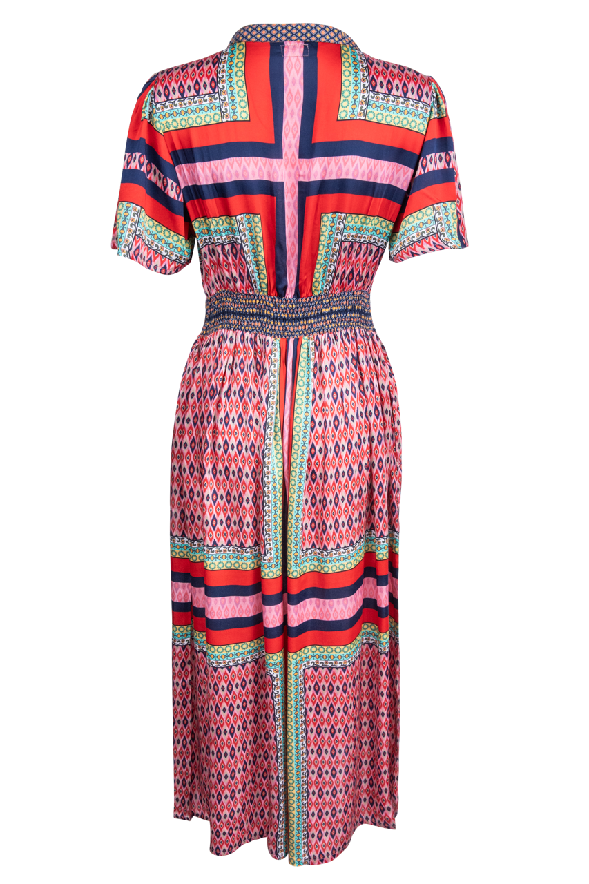 LulaSoul Printed Red Midi Dress