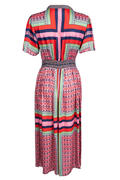 LulaSoul Printed Red Midi Dress