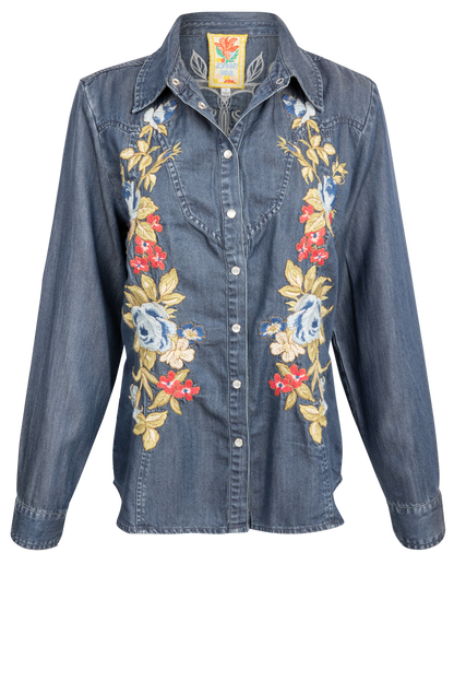 Johnny Was Denim Western Shirt