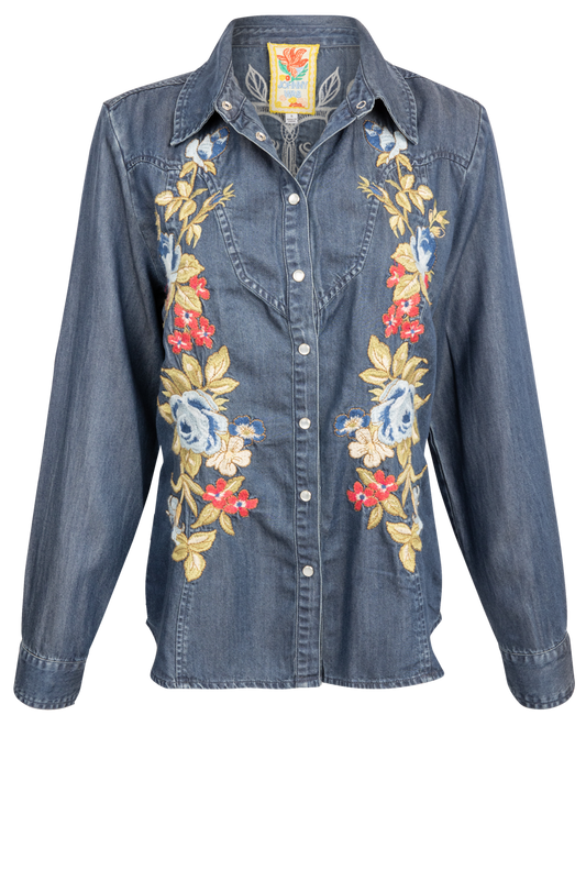 Johnny Was Denim Western Shirt