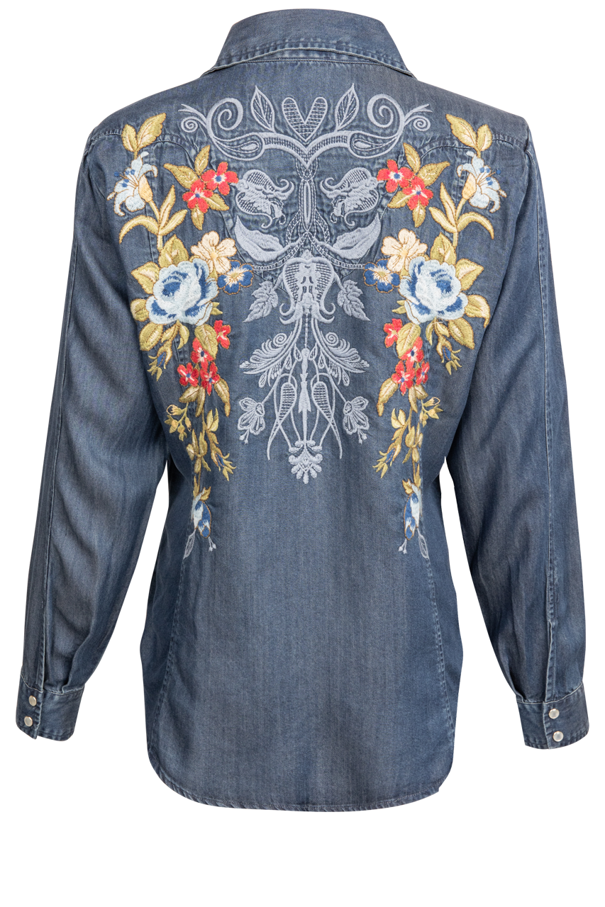 Johnny Was Denim Western Shirt