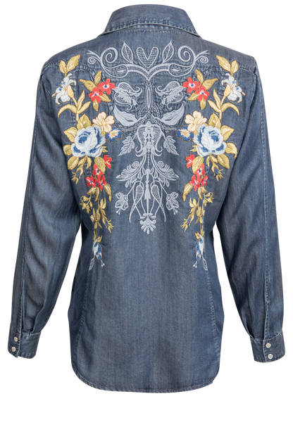 Johnny Was Denim Western Shirt