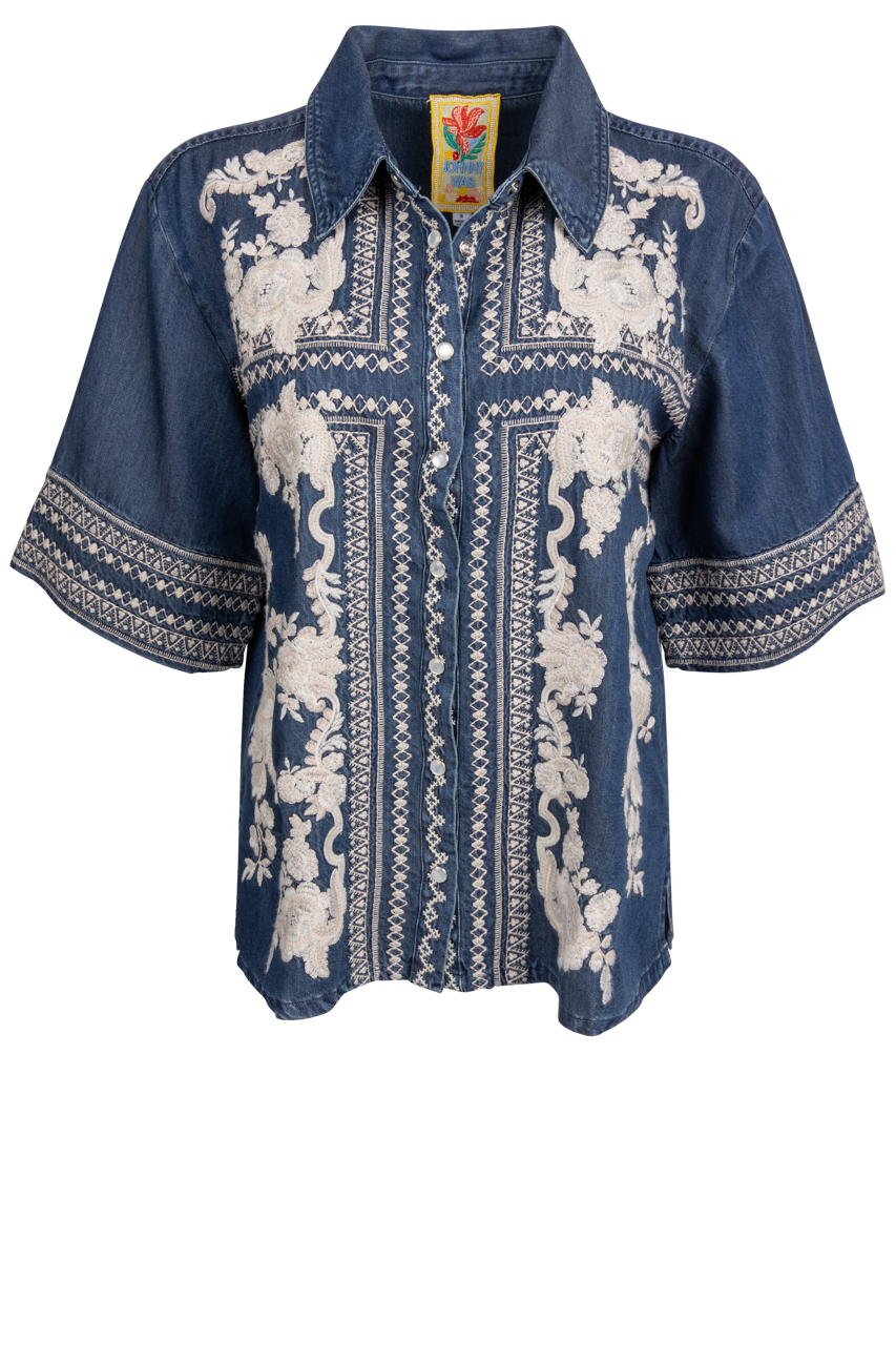 Johnny Was Denim Kimono Shirt