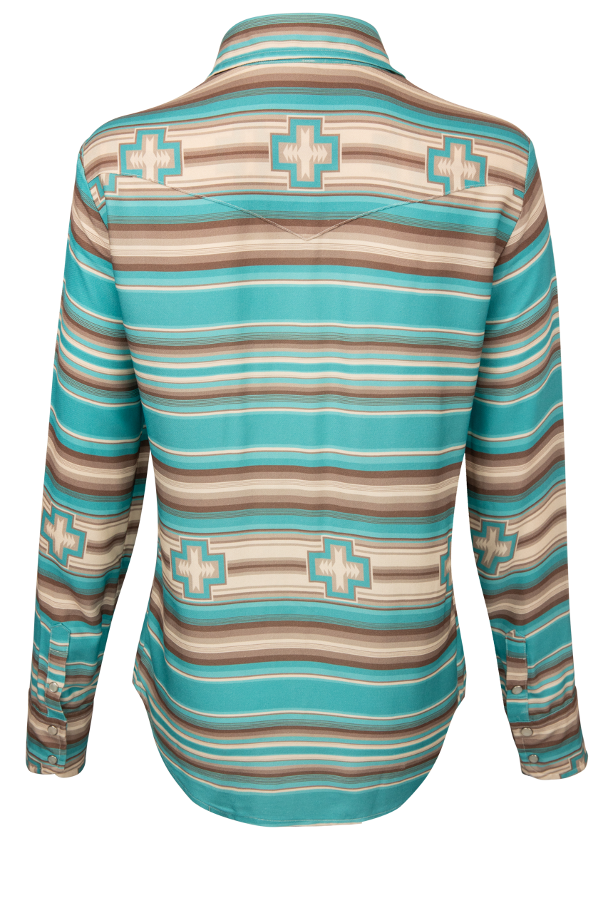 Stetson Serape Print Western Shirt - Turquoise