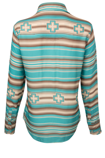 Stetson Serape Print Western Shirt - Turquoise