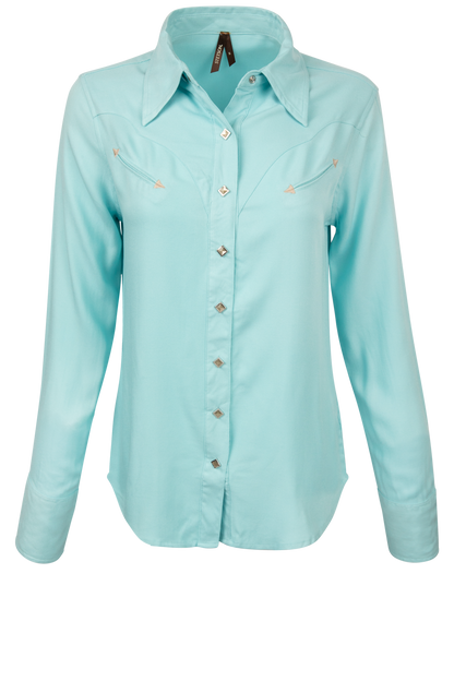 Turquoise diamond snap western shirt