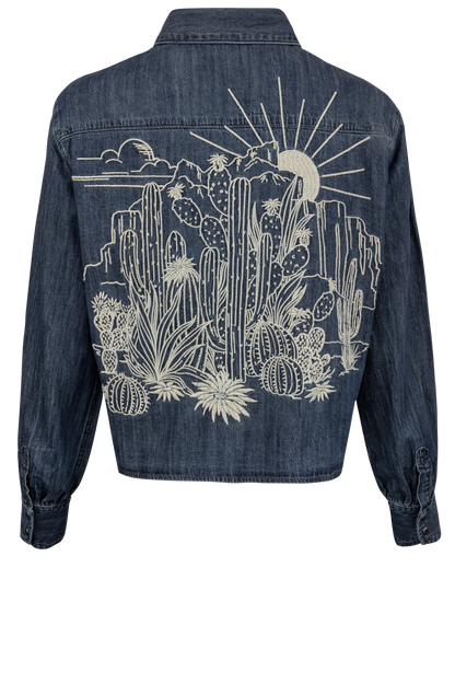 Stetson Women's Cropped Dark Denim Blouse