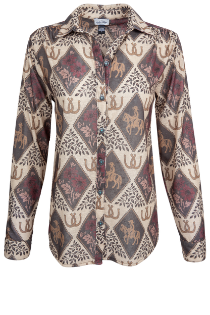 Tasha Polizzi Horse Print Knit Shirt