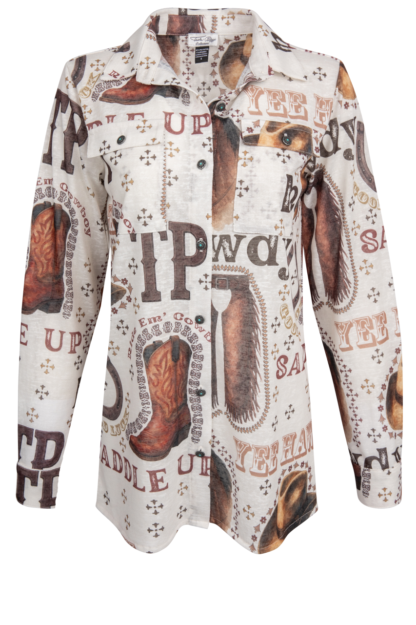 Tasha Polizzi Howdy Print Knit Shirt