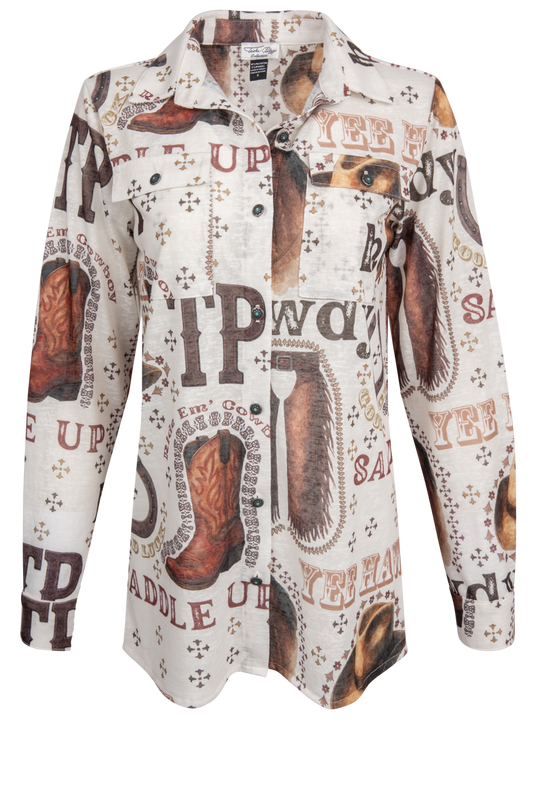 Tasha Polizzi Howdy Print Knit Shirt