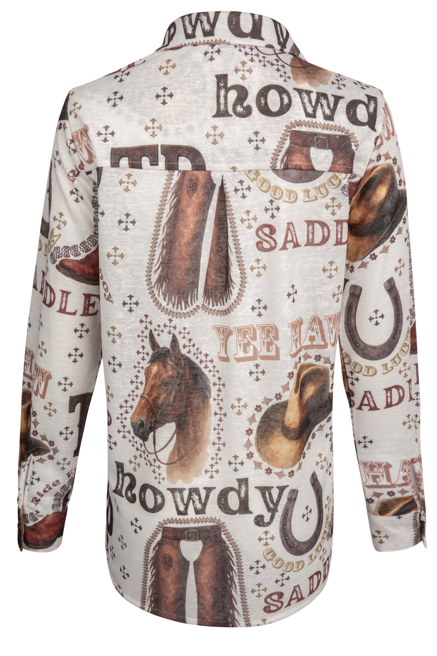 Tasha Polizzi Howdy Print Knit Shirt