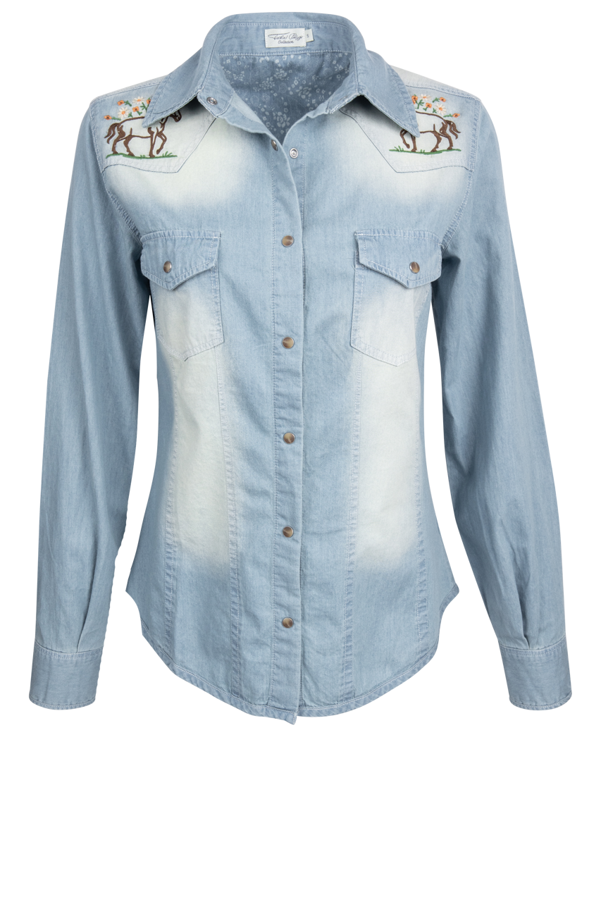 Tasha Polizzi Embroidered Denim Shirt
