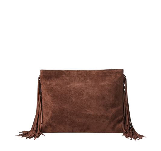 Range Revolution Suede Oversize Fringe Clutch