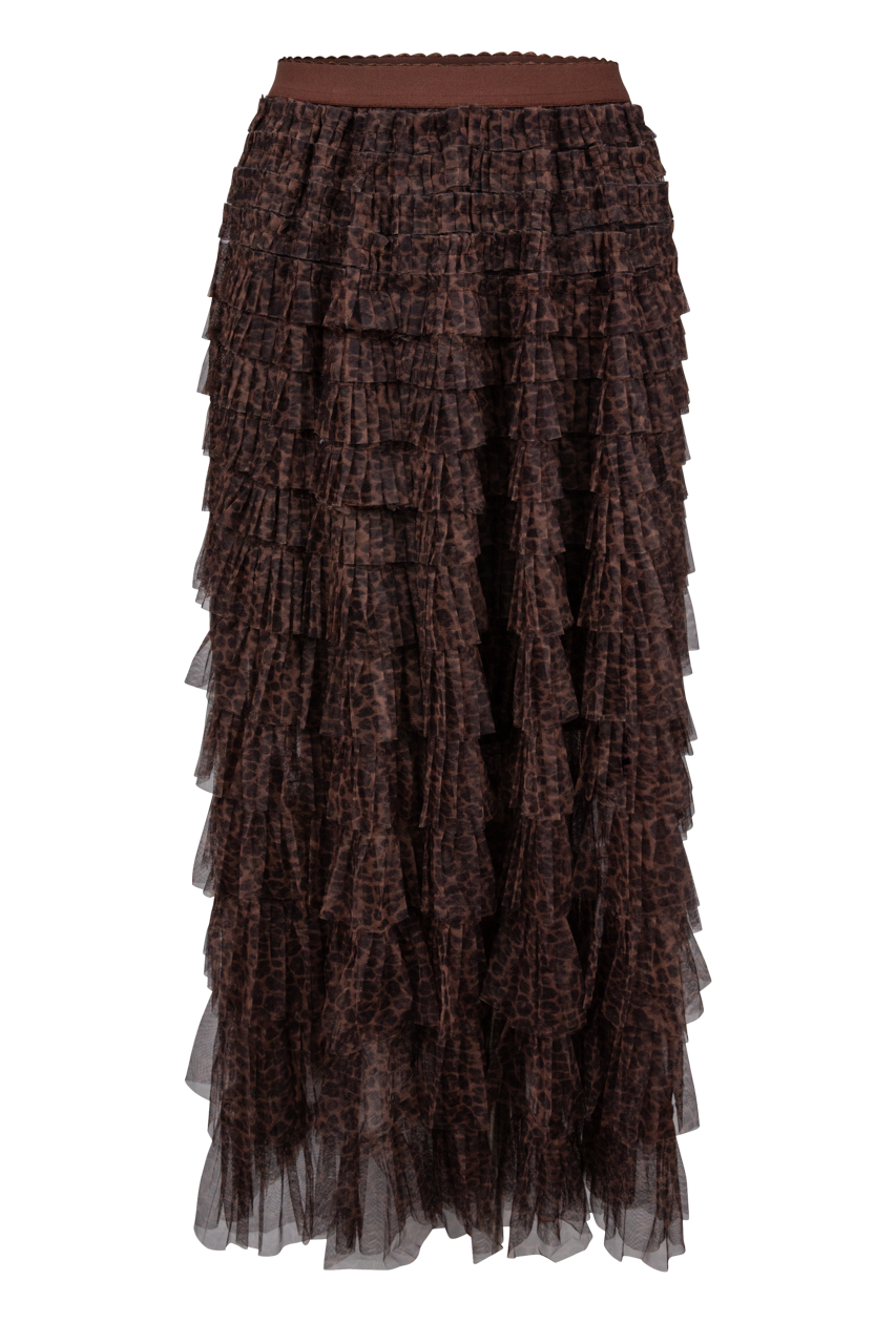 Raisonnel Tiered Leopard Print Maxi Skirt