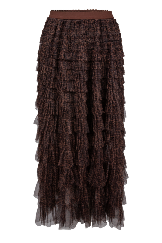 Raisonnel Tiered Leopard Print Maxi Skirt