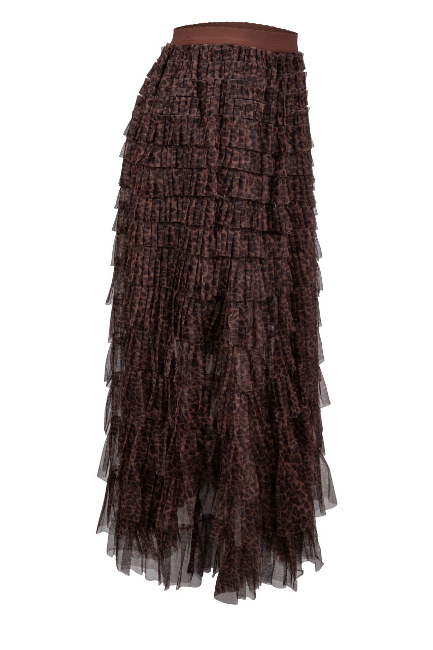 Raisonnel Tiered Leopard Print Maxi Skirt