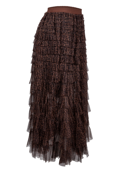 Raisonnel Tiered Leopard Print Maxi Skirt