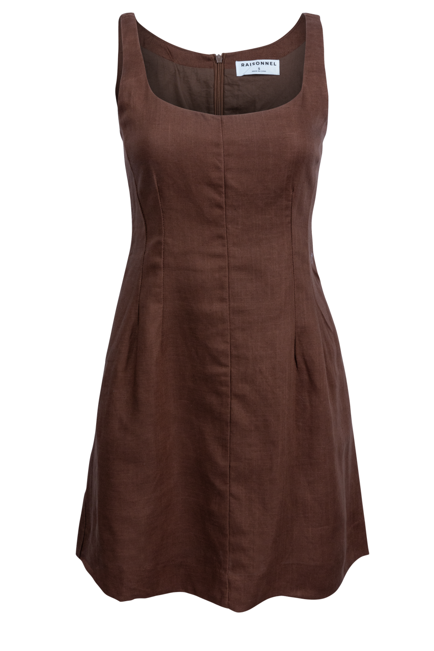 Raisonnel Brown Square Neck Mini Dress