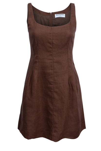 Raisonnel Brown Square Neck Mini Dress