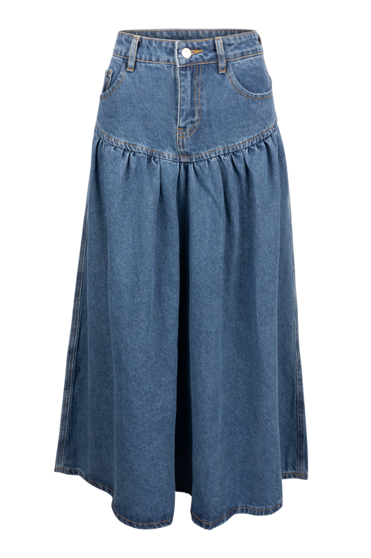 Raisonnel Tiered Denim Maxi Skirt