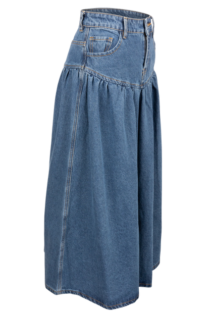 Raisonnel Tiered Denim Maxi Skirt