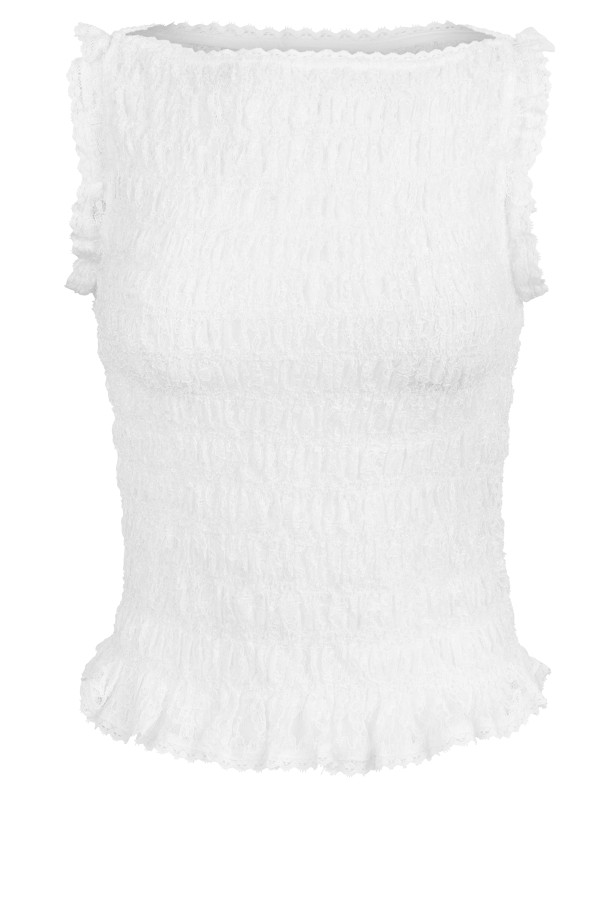 Raisonnel Sleeveless Smocked Lace Top