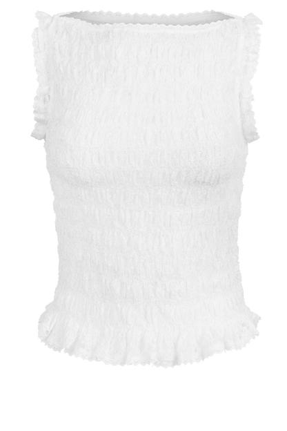 Raisonnel Sleeveless Smocked Lace Top