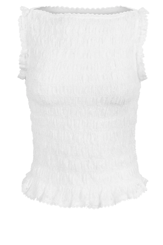 Raisonnel Sleeveless Smocked Lace Top