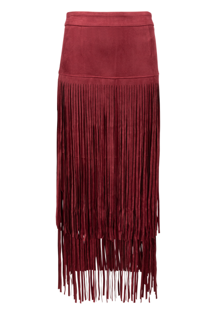 Adore Faux Suede Long Fringe Skirt