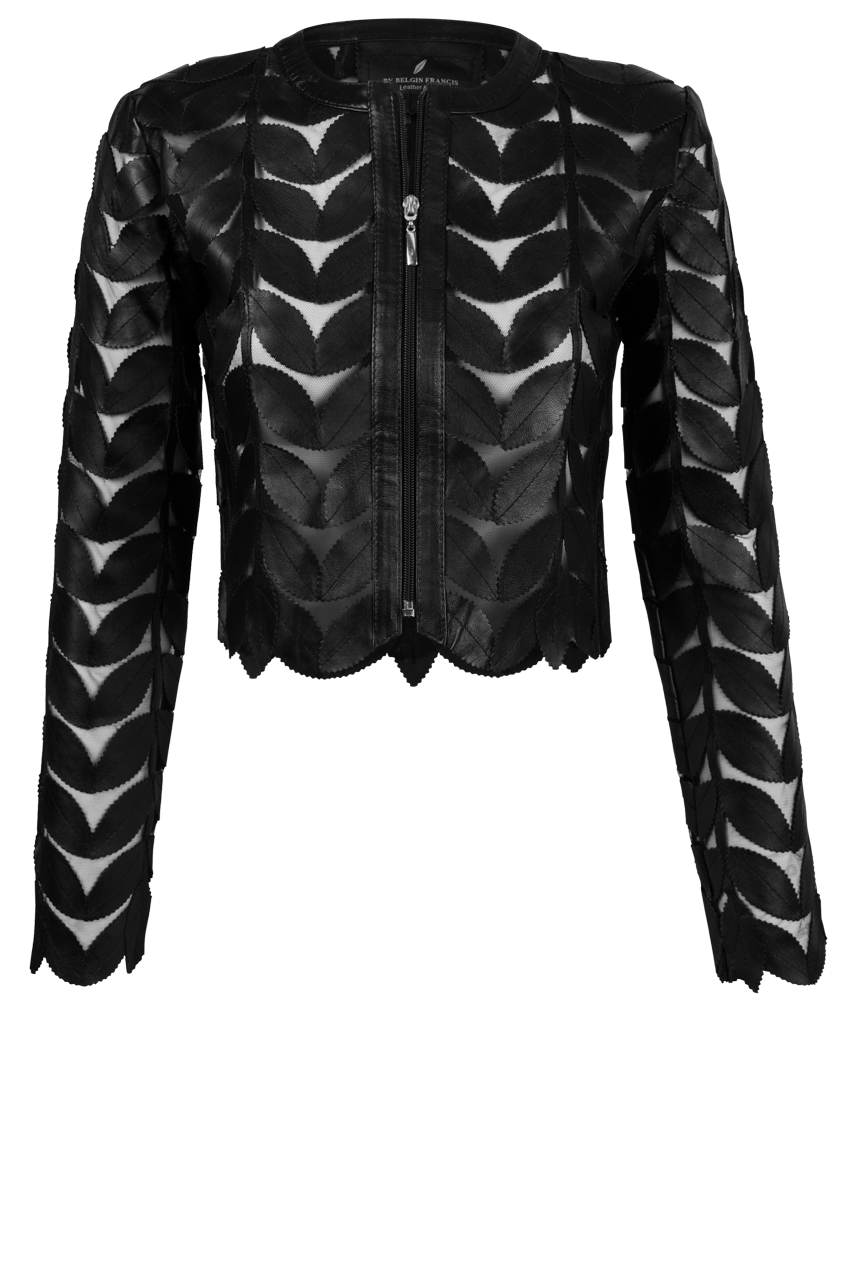 Belgin Francis Black Cropped Leather Jacket