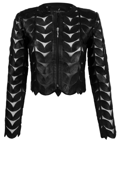 Belgin Francis Black Cropped Leather Jacket