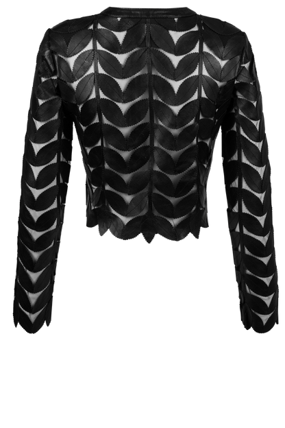 Belgin Francis Black Cropped Leather Jacket