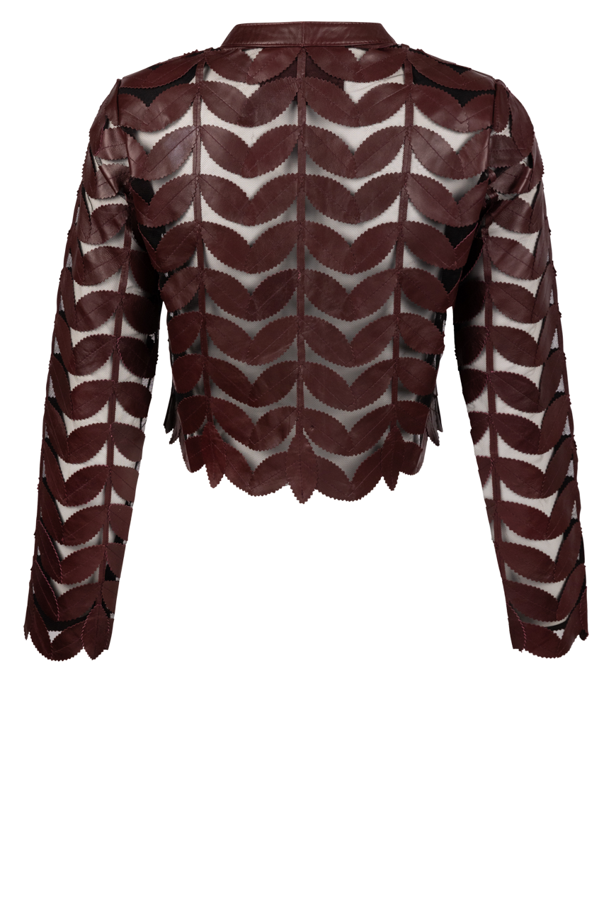 Belgin Francis Burgundy Cropped Leather Jacket