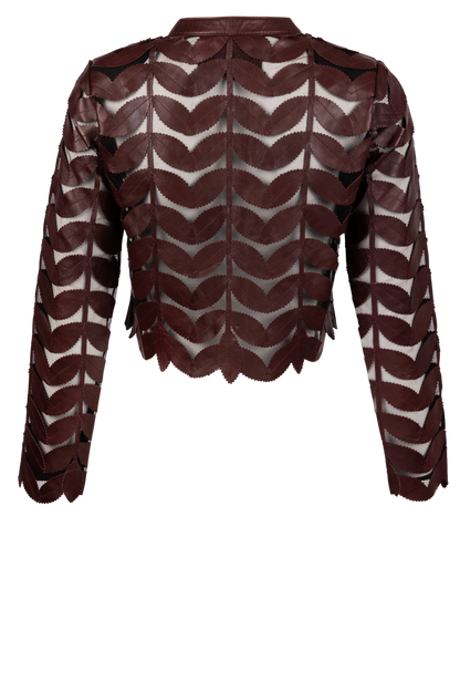 Belgin Francis Burgundy Cropped Leather Jacket