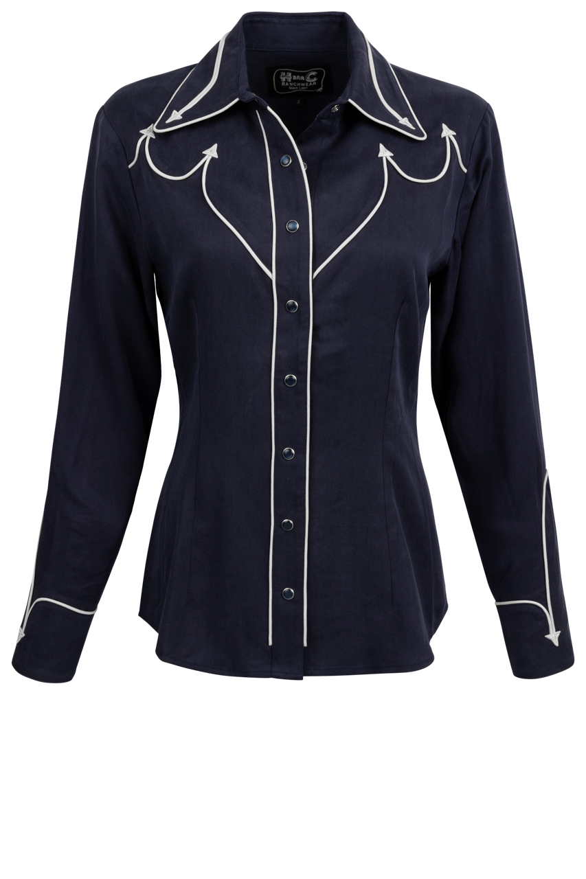 H Bar C Snap Front Lake Tahoe Shirt - Navy