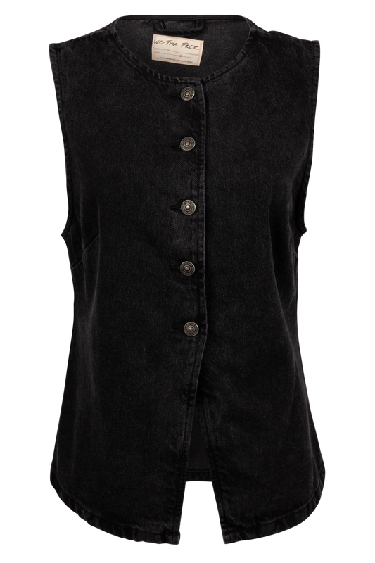 Free People Black Denim Aimee Vest
