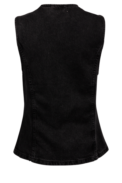 Free People Black Denim Aimee Vest