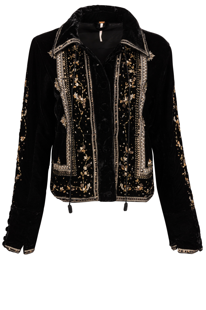 Free People Maxxie Embellished Velvet Jacket