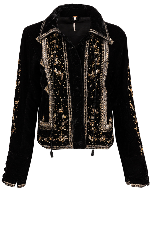 Free People Maxxie Embellished Velvet Jacket