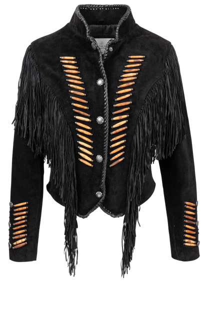 Pinto Ranch Bone Bead Suede Fringe Jacket
