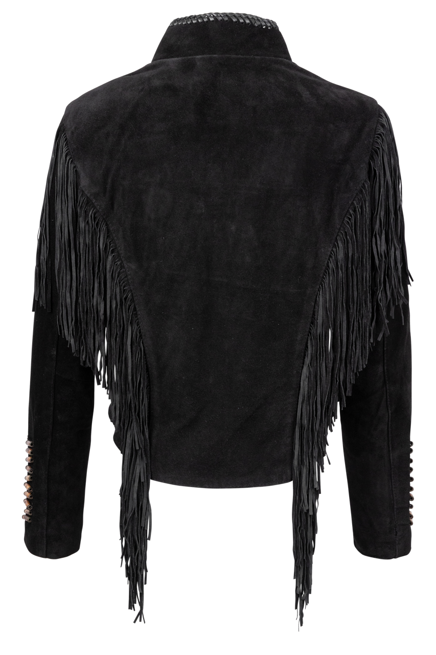 Pinto Ranch Bone Bead Suede Fringe Jacket