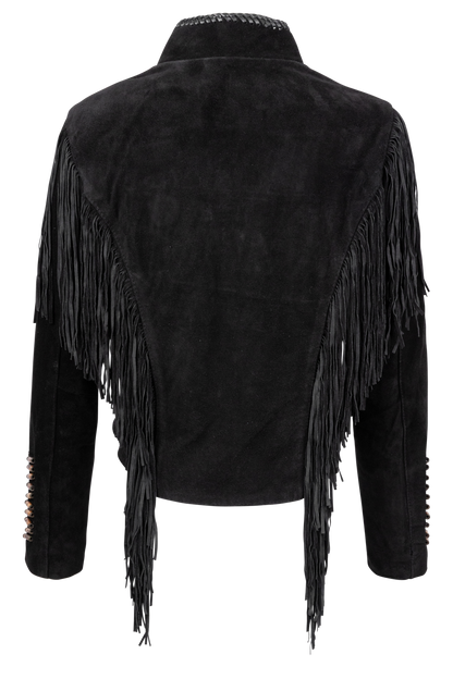 Pinto Ranch Bone Bead Suede Fringe Jacket